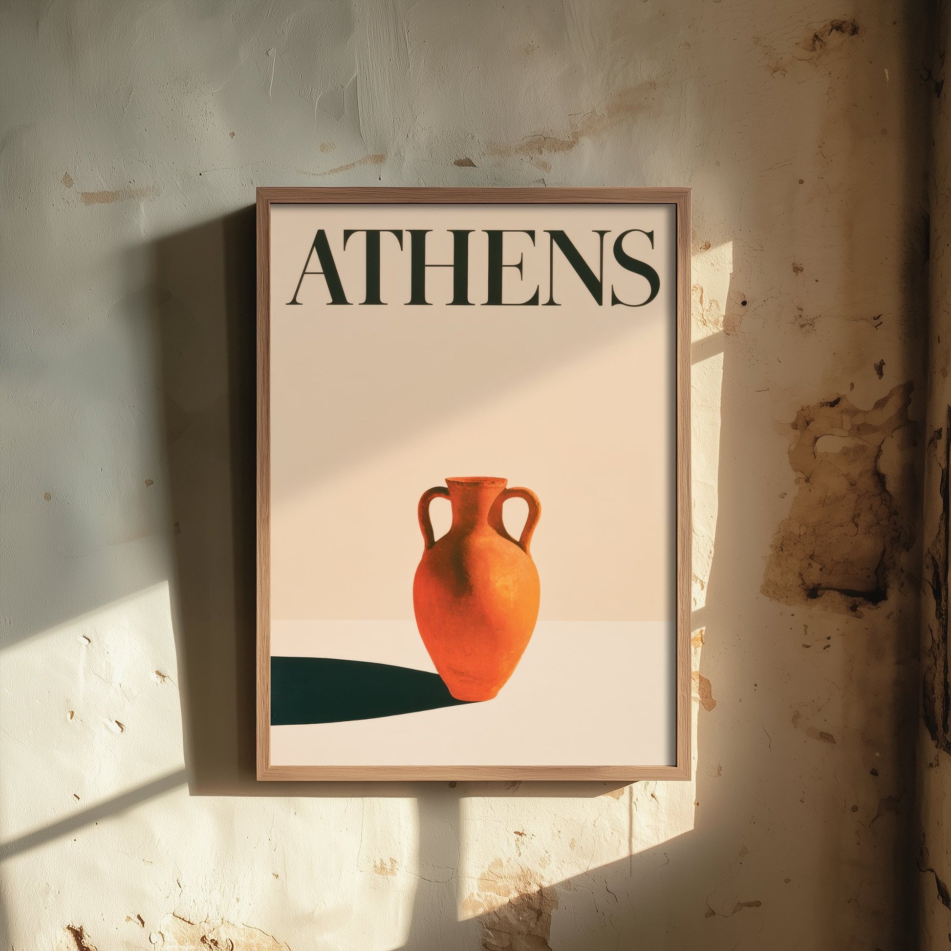 Athens Travel Poster - Greek Amphora Art Print - Minimalist Greece Illustration - Long Shadow 1/3