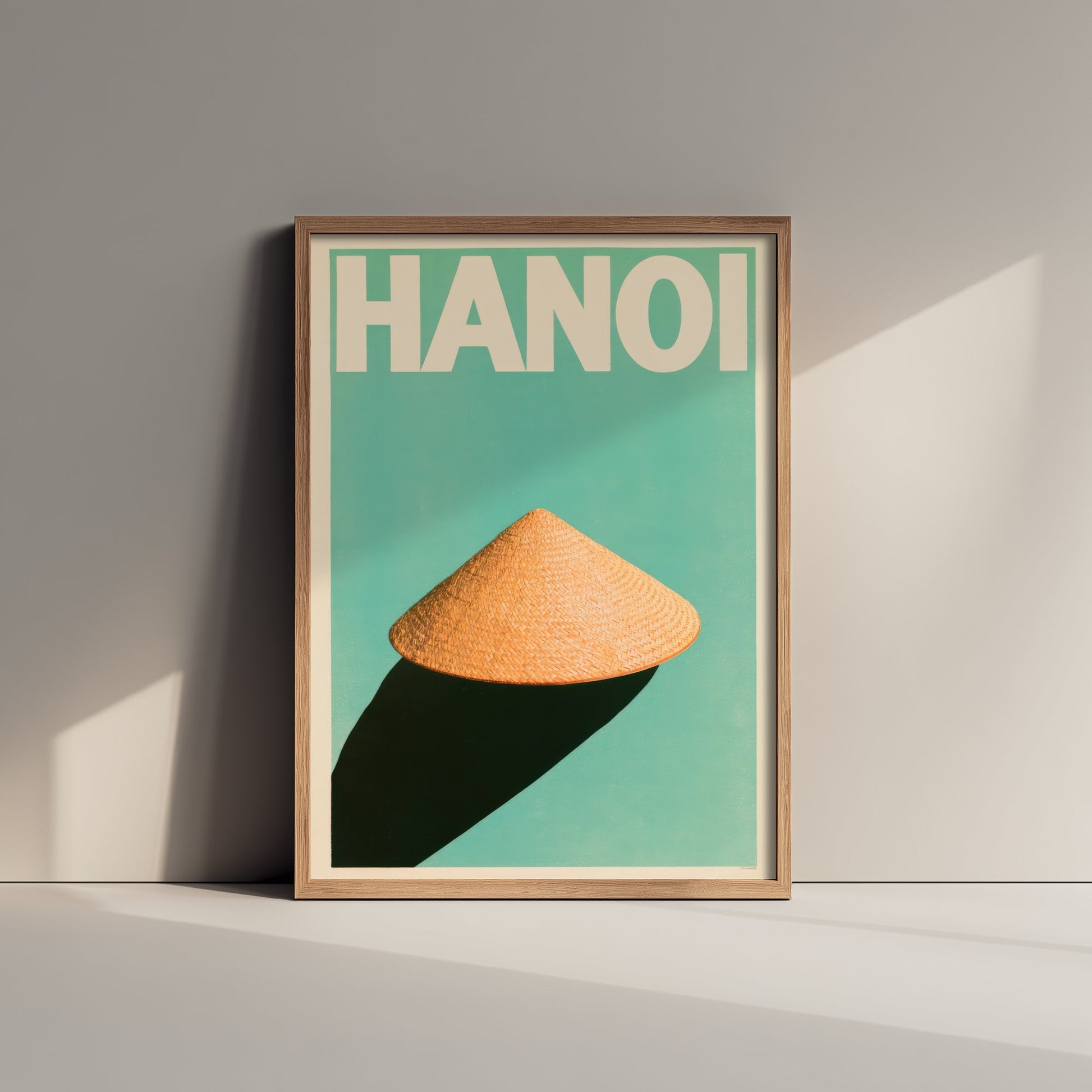 Hanoi Travel Poster - Vietnamese Conical Hat Art Print - Minimalist Vietnam Illustration - Long Shadow 2/3
