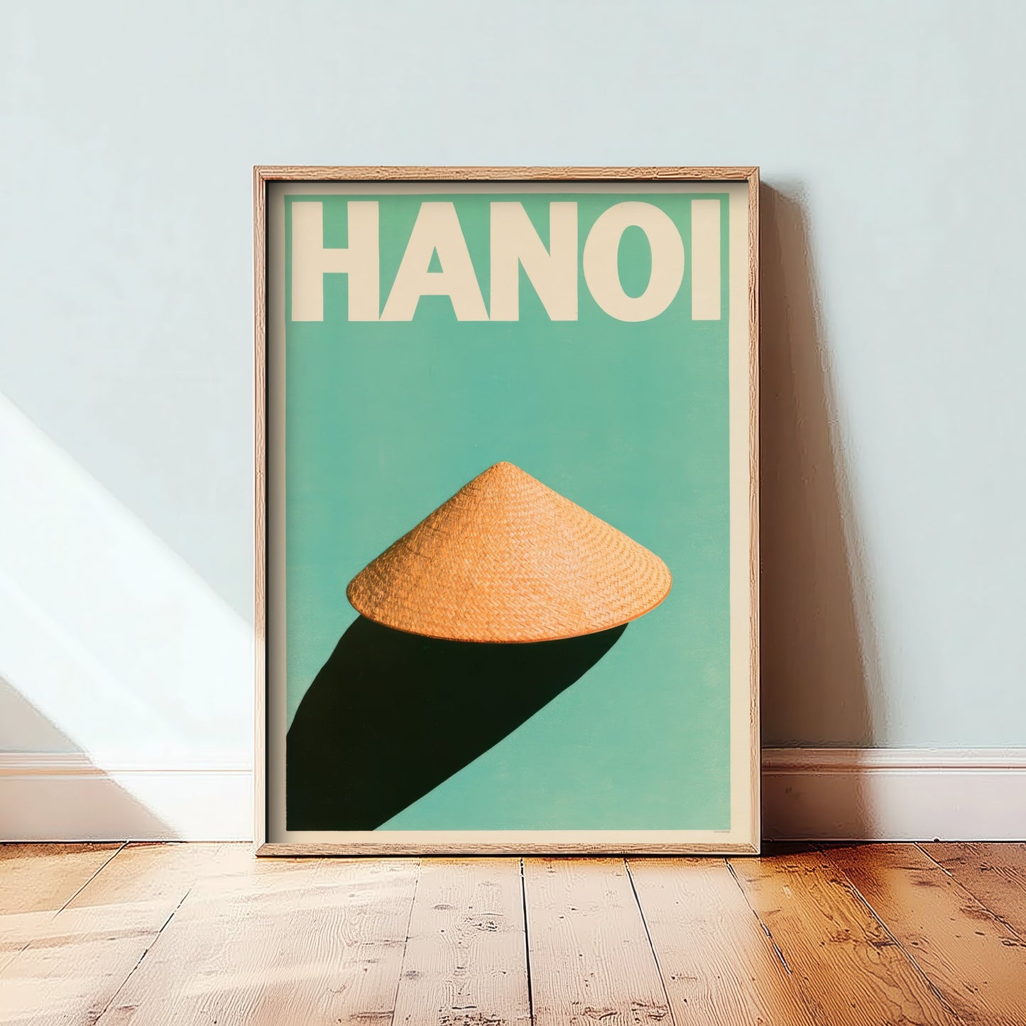 Hanoi Travel Poster - Vietnamese Conical Hat Art Print - Minimalist Vietnam Illustration - Long Shadow 2/3