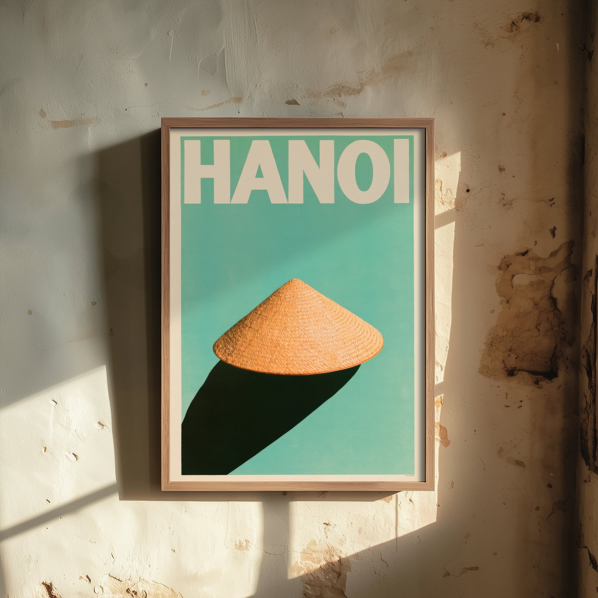 Hanoi Travel Poster - Vietnamese Conical Hat Art Print - Minimalist Vietnam Illustration - Long Shadow 2/3