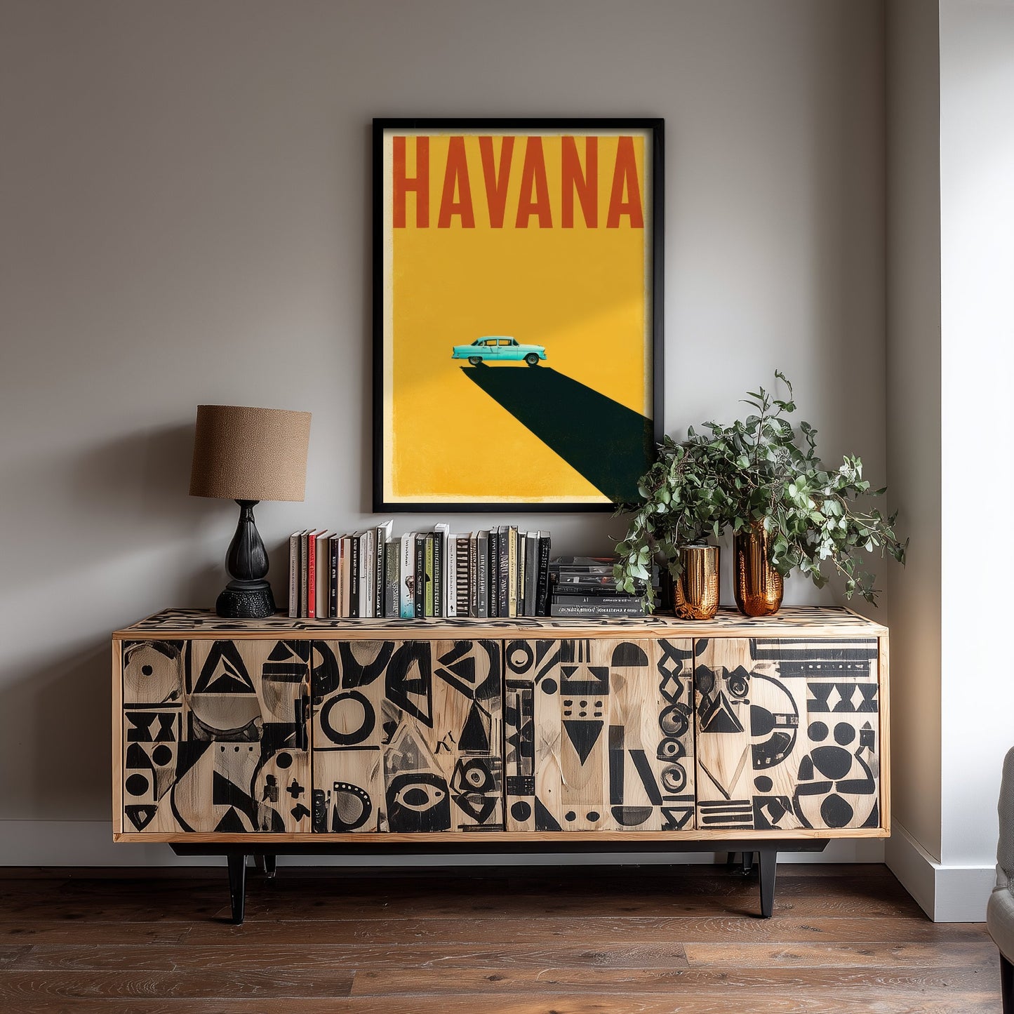 Havana Travel Poster - Classic Car Art Print - Minimalist Cuba Illustration - Long Shadow 3/3