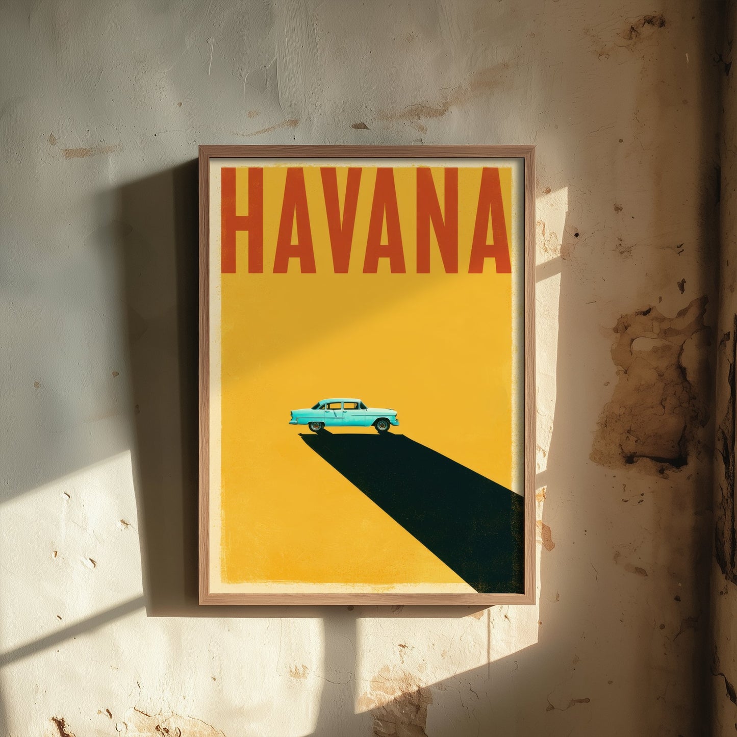 Havana Travel Poster - Classic Car Art Print - Minimalist Cuba Illustration - Long Shadow 3/3