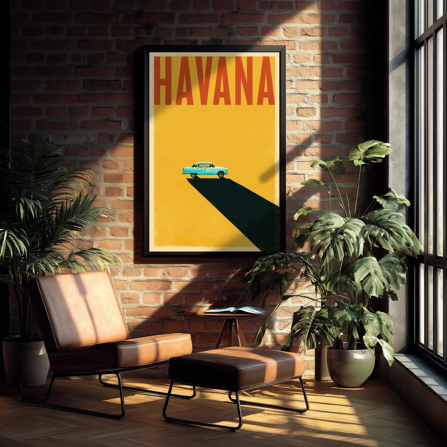 Havana Travel Poster - Classic Car Art Print - Minimalist Cuba Illustration - Long Shadow 3/3
