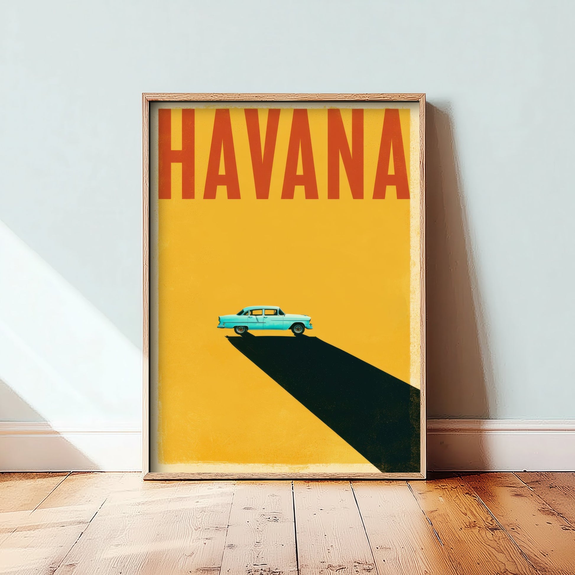 Havana Travel Poster - Classic Car Art Print - Minimalist Cuba Illustration - Long Shadow 3/3