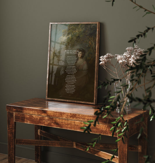 Maid of Athens Ere We Part by Lord Byron Art Print - Full Poem over Gainsborough Mrs Sheridan Classic Painting - Love Poetry Poster