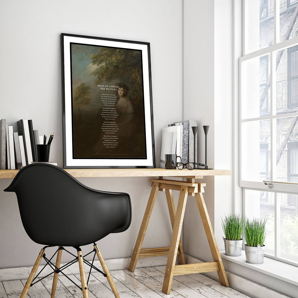 Maid of Athens Ere We Part by Lord Byron Art Print - Full Poem over Gainsborough Mrs Sheridan Classic Painting - Love Poetry Poster