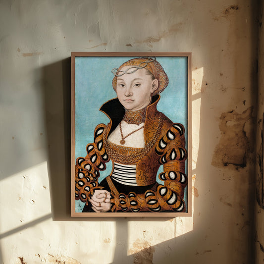Lucas Cranach the Elder - Portrait of a Noble Saxon Lady (1534) - Classic Painting Art Print - Renaissance Gold Gown Turquoise Poster