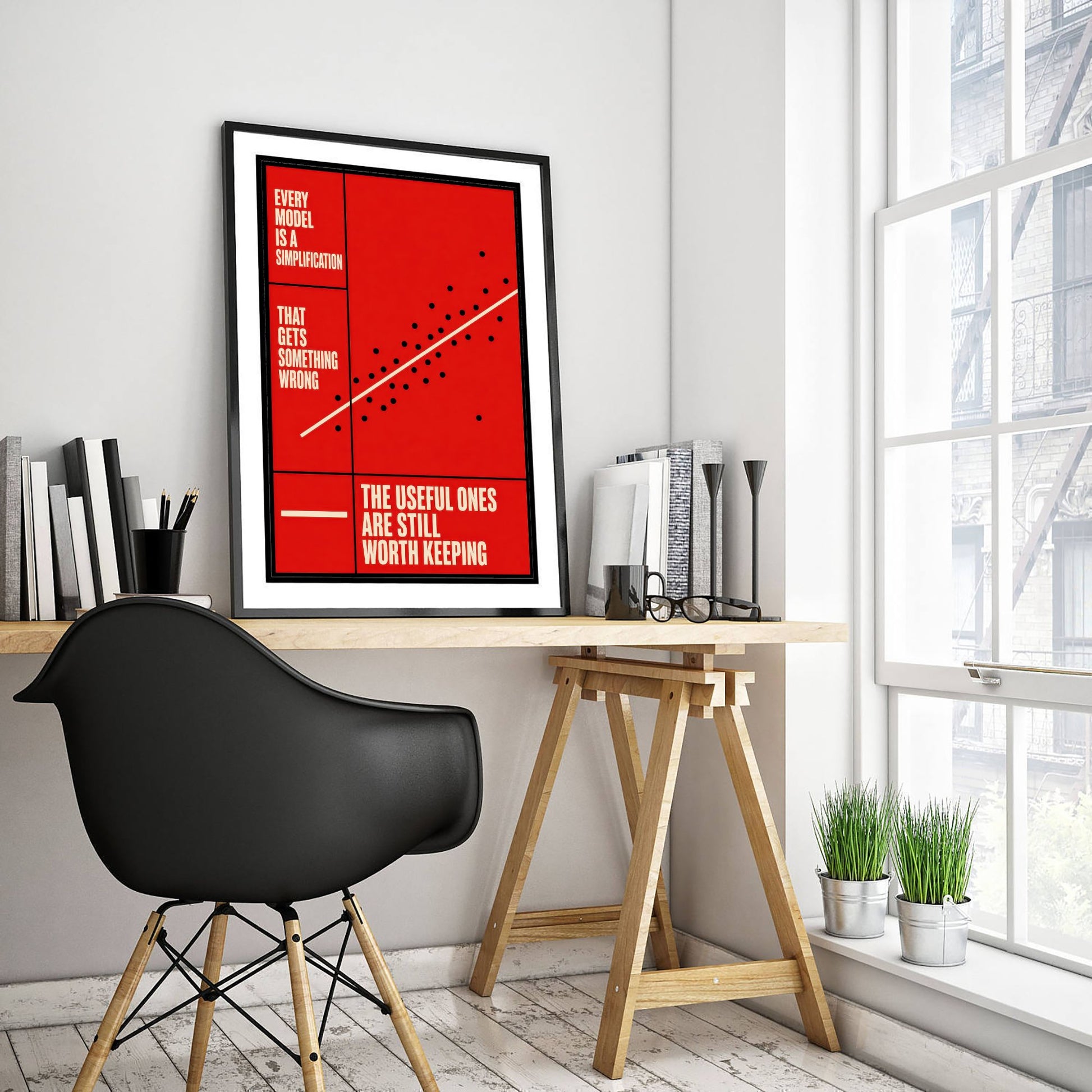 Machine Learning Quote Art Print - Every Model Is a Simplification - AI Poster Illustration V1 1/3