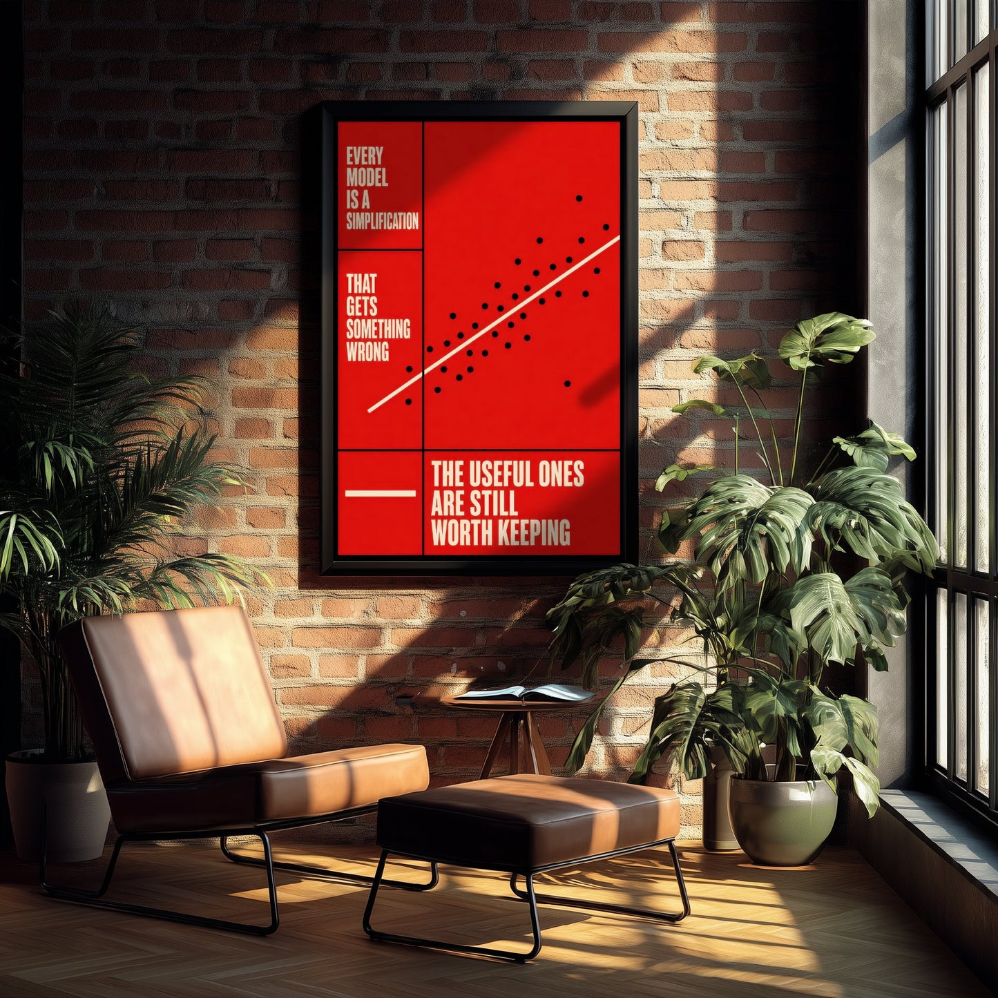 Machine Learning Quote Art Print - Every Model Is a Simplification - AI Poster Illustration V1 1/3