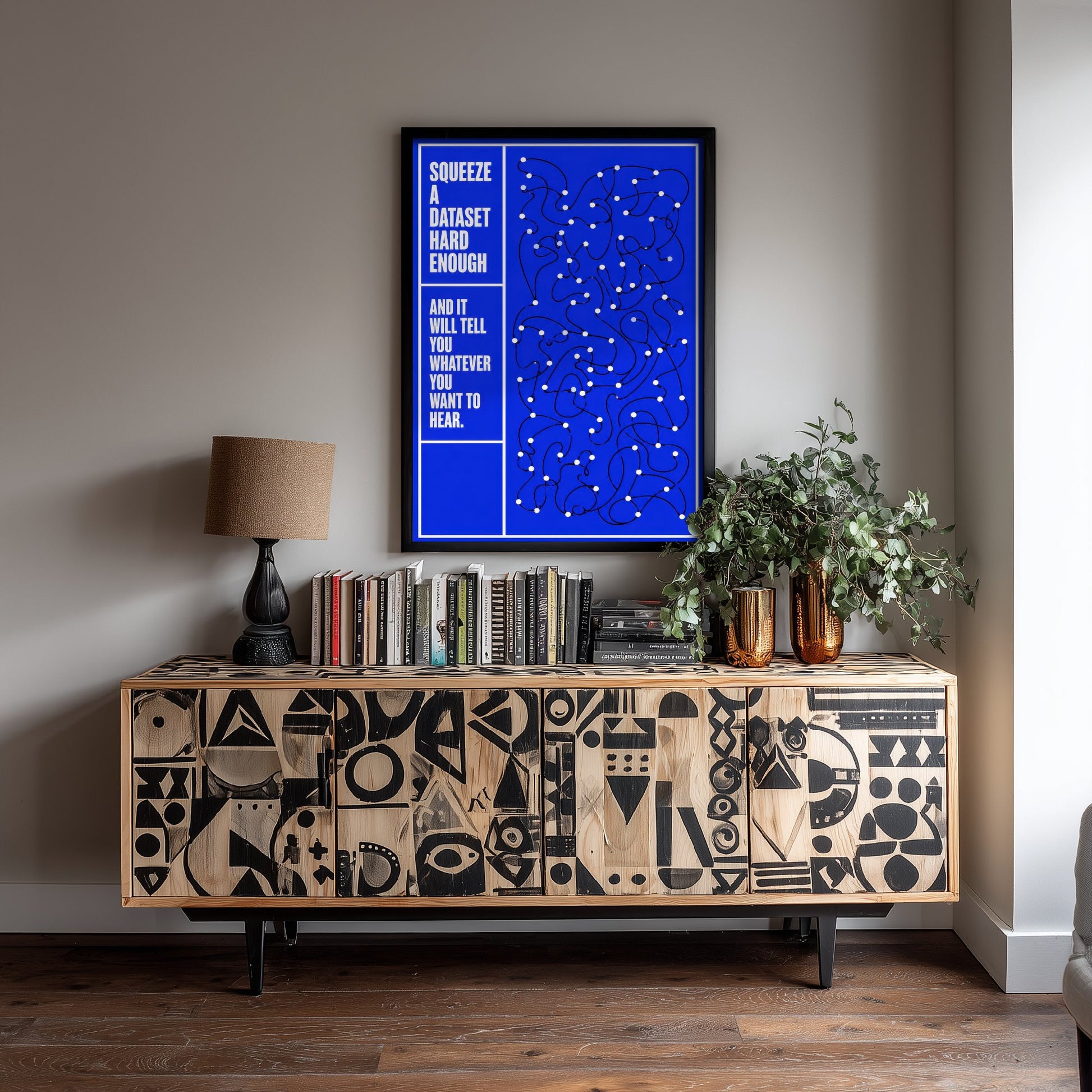 Machine Learning Quote Art Print - Squeeze a Dataset Hard Enough - AI Poster Illustration V1 3/3