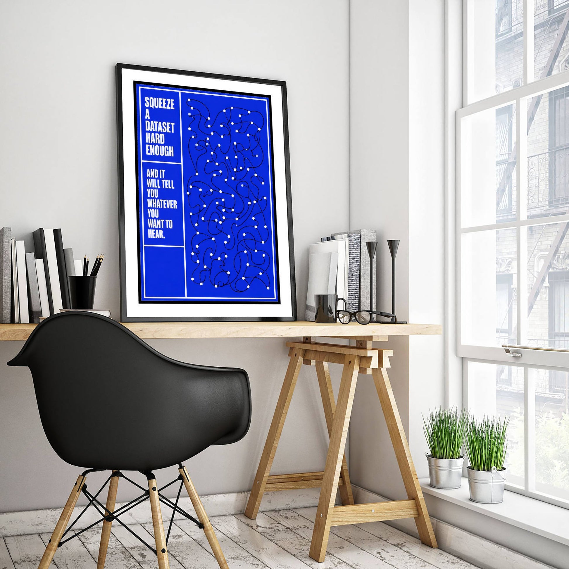 Machine Learning Quote Art Print - Squeeze a Dataset Hard Enough - AI Poster Illustration V1 3/3