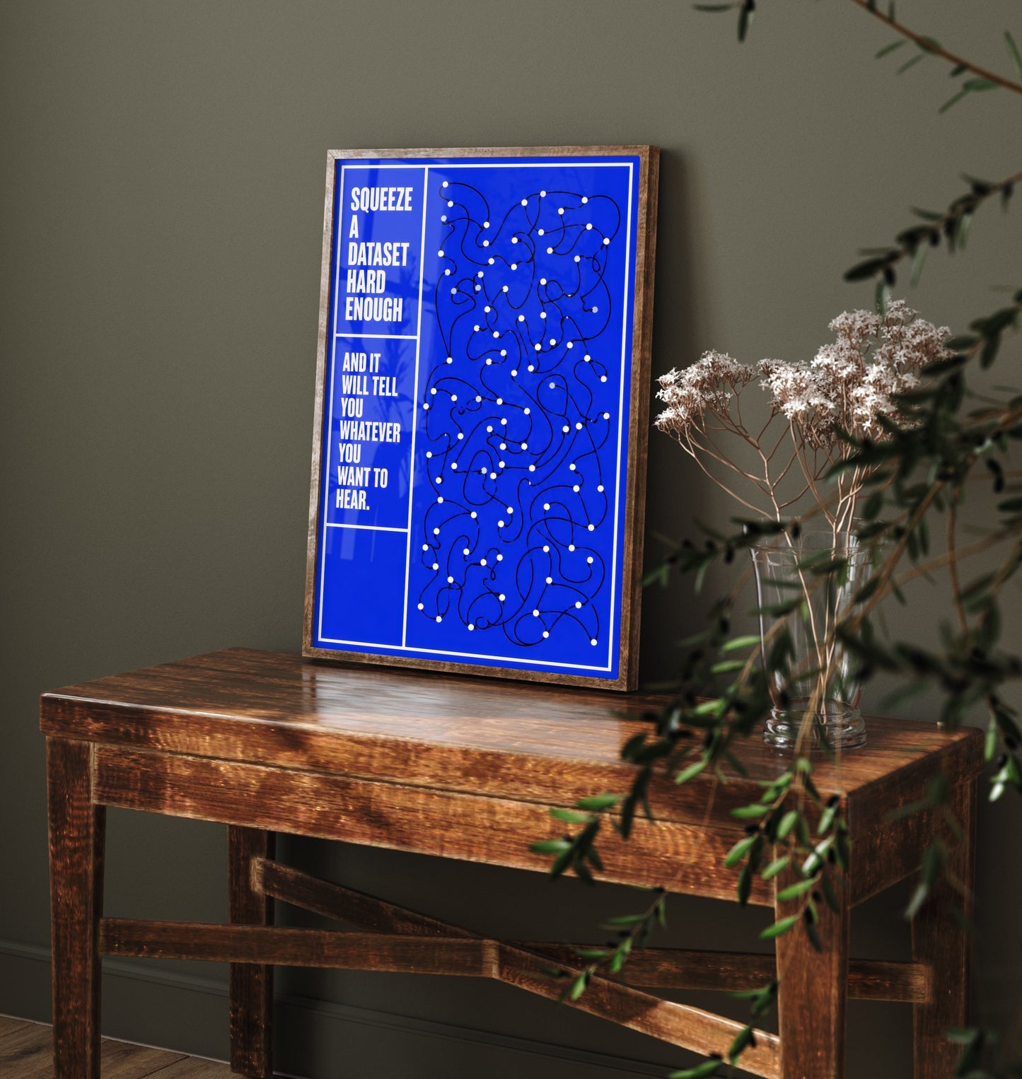 Machine Learning Quote Art Print - Squeeze a Dataset Hard Enough - AI Poster Illustration V1 3/3