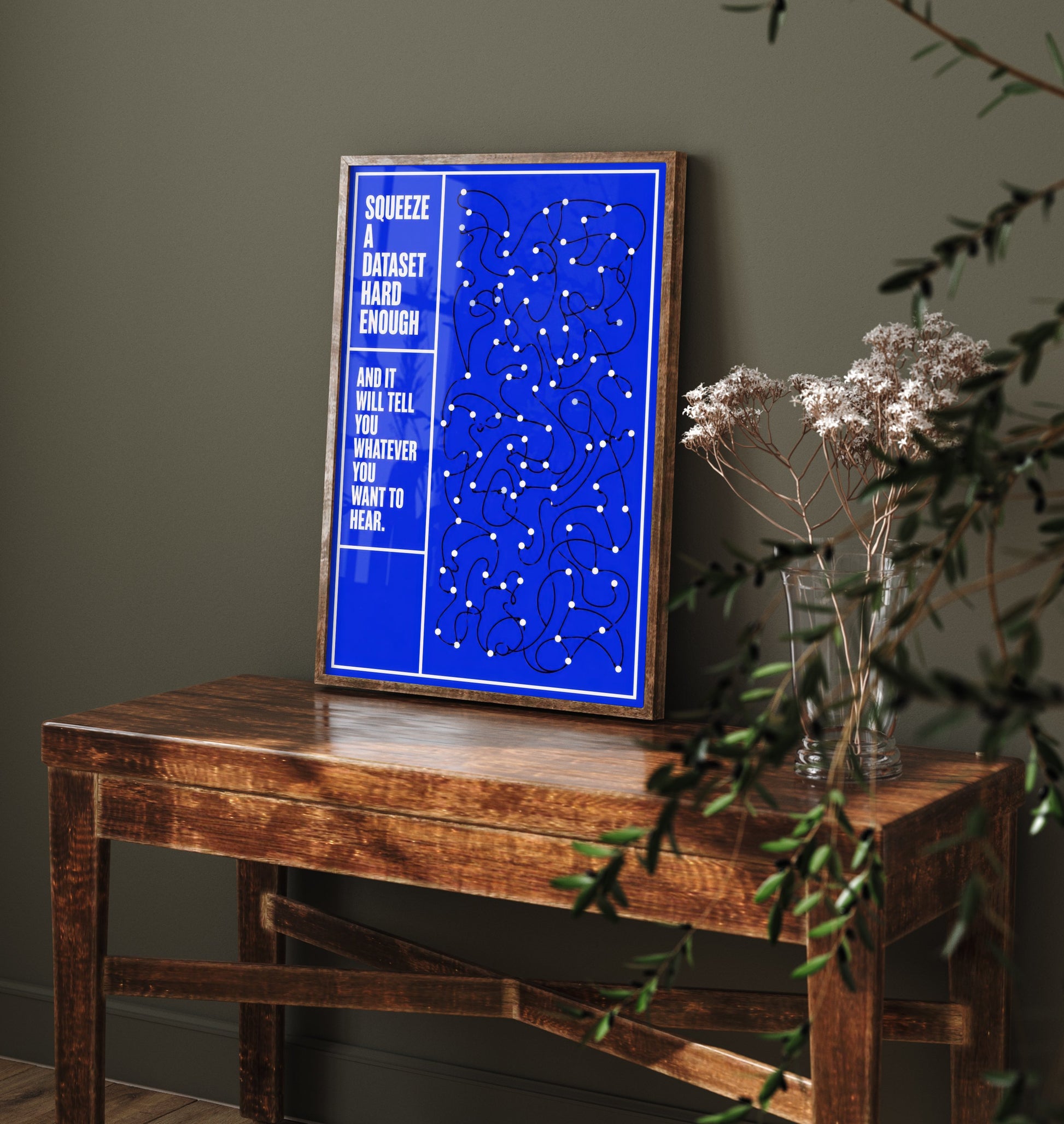 Machine Learning Quote Art Print - Squeeze a Dataset Hard Enough - AI Poster Illustration V1 3/3