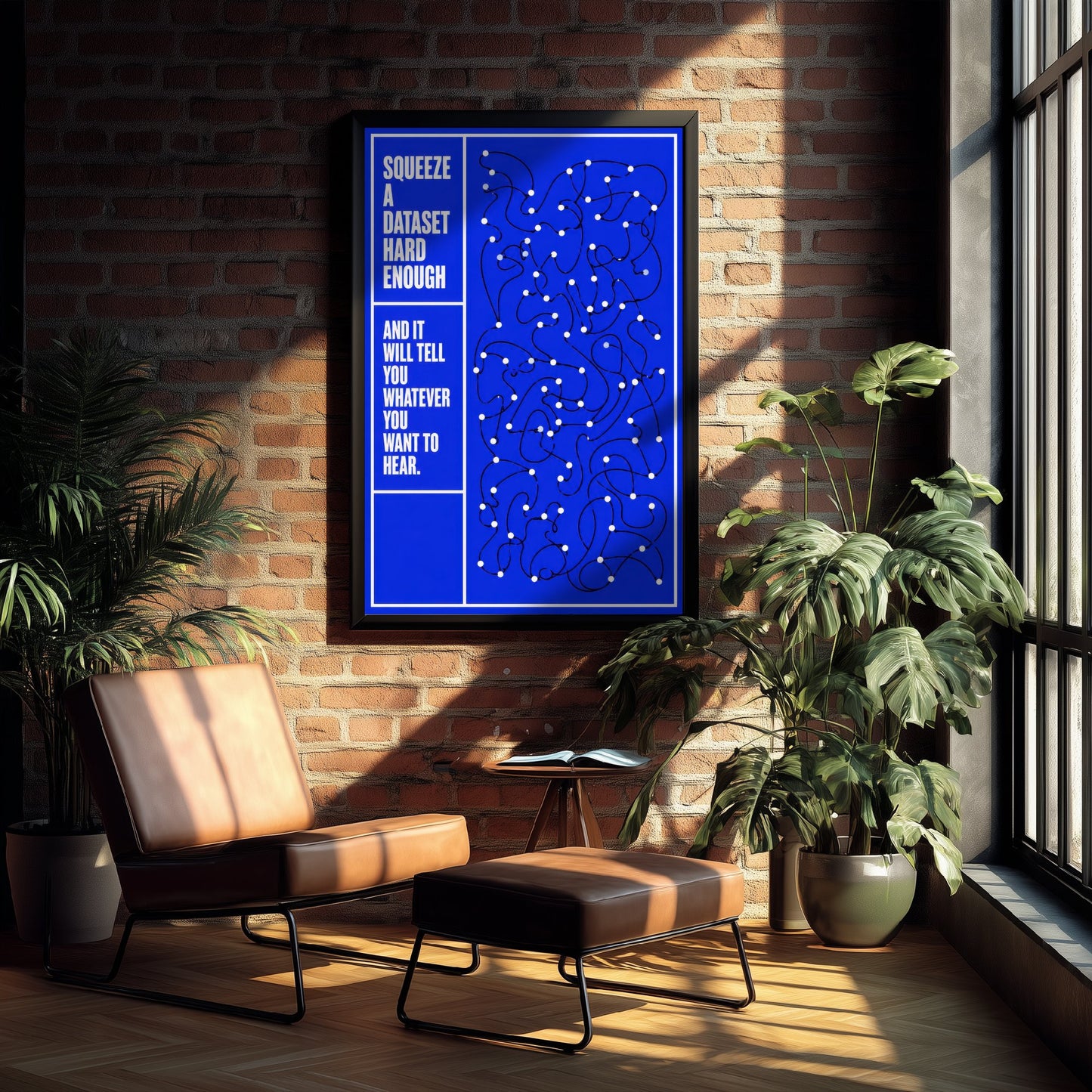 Machine Learning Quote Art Print - Squeeze a Dataset Hard Enough - AI Poster Illustration V1 3/3