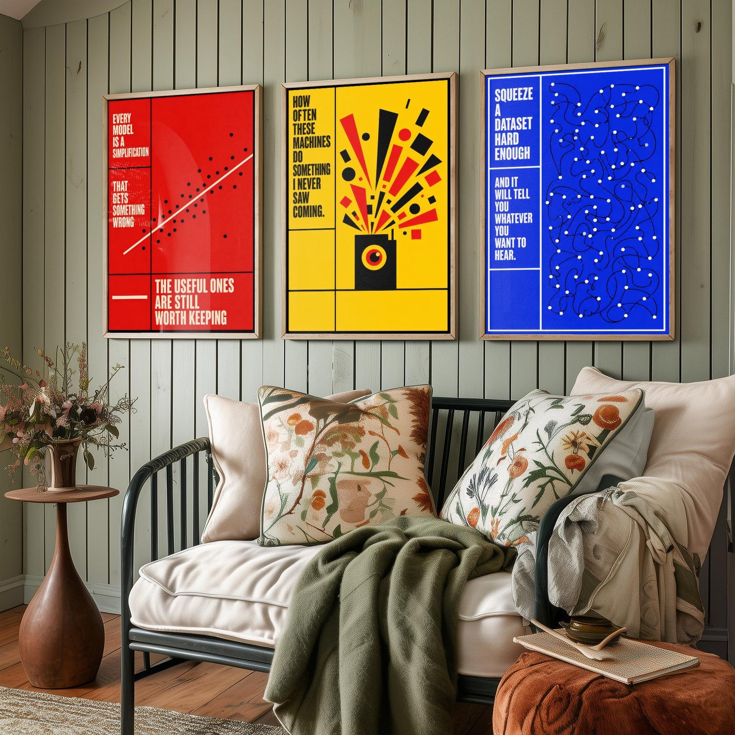 Machine Learning Quotes Set of Three Art Prints - 3 Bauhaus AI Posters - Minimalist Tech Wall Art Illustration V1