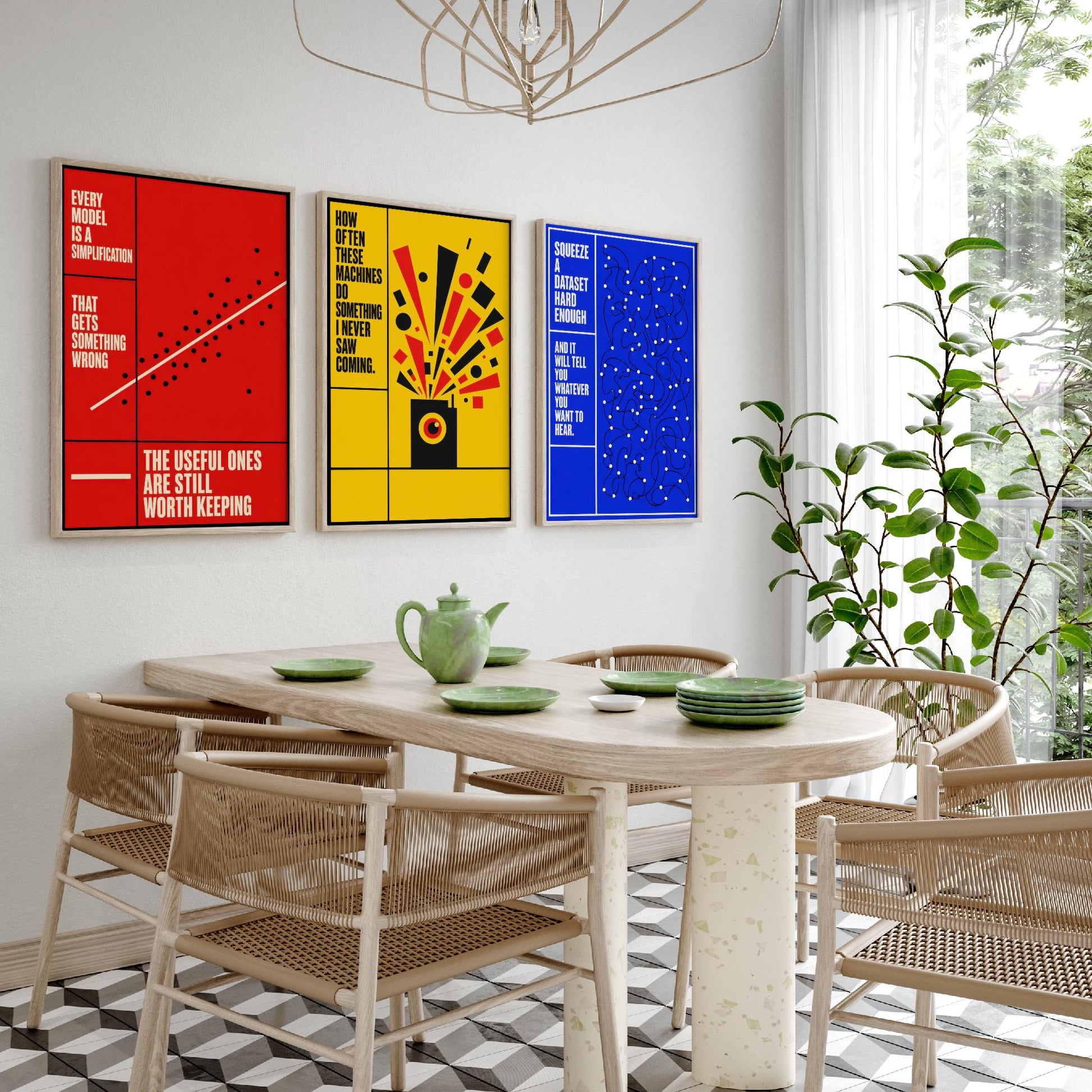 Machine Learning Quotes Set of Three Art Prints - 3 Bauhaus AI Posters - Minimalist Tech Wall Art Illustration V1