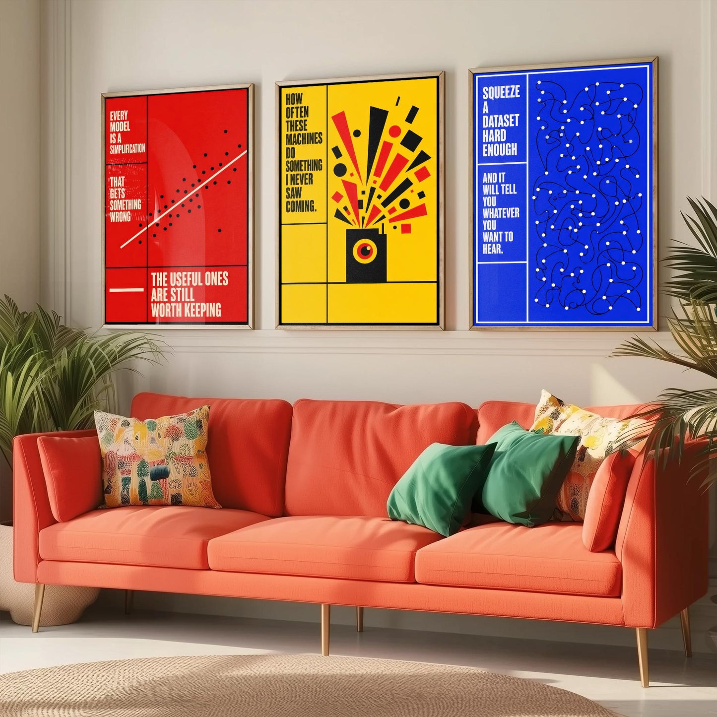 Machine Learning Quotes Set of Three Art Prints - 3 Bauhaus AI Posters - Minimalist Tech Wall Art Illustration V1