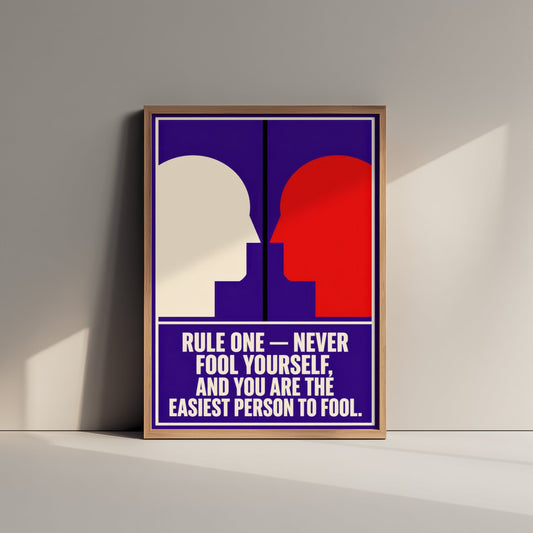 Machine Learning Quote Art Print - Never Fool Yourself You Are the Easiest to Fool - AI Poster Illustration V2 2/3