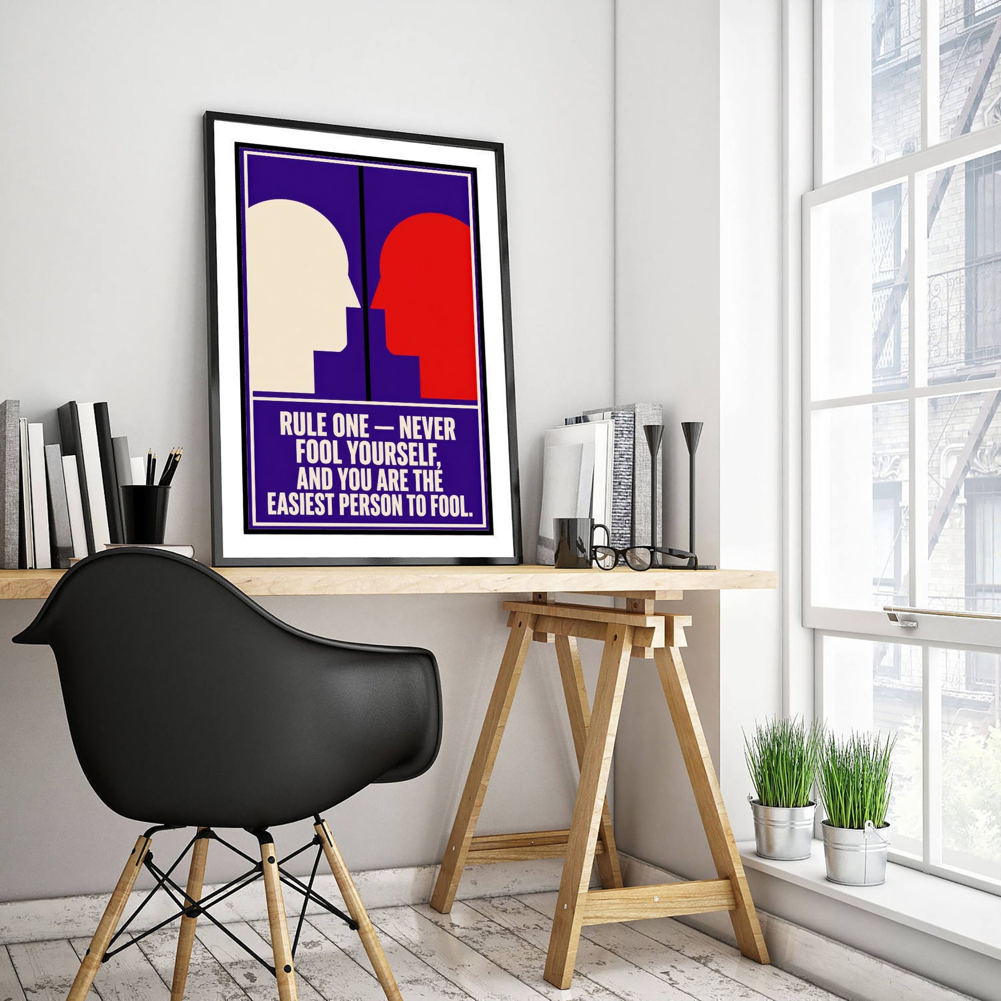 Machine Learning Quote Art Print - Never Fool Yourself You Are the Easiest to Fool - AI Poster Illustration V2 2/3
