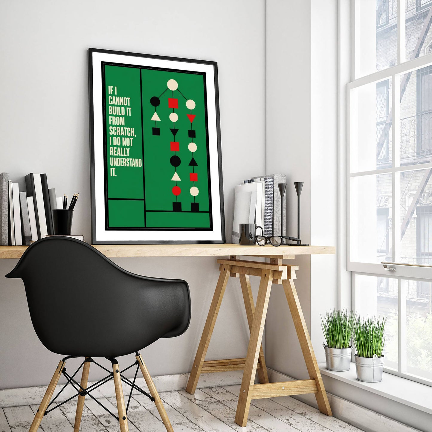 Machine Learning Quote Art Print - If I Cannot Build It I Do Not Understand It - AI Poster Illustration V2 3/3
