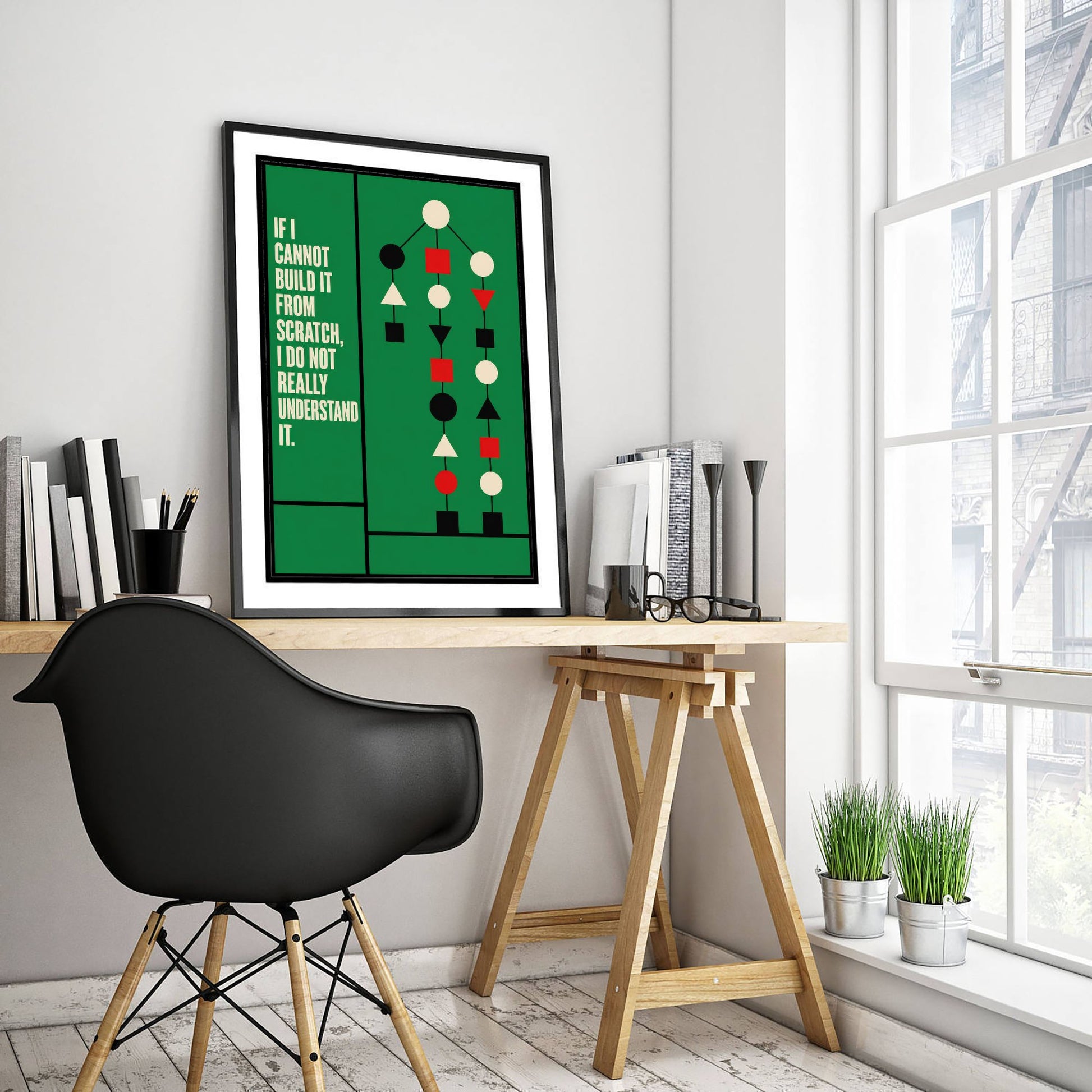 Machine Learning Quote Art Print - If I Cannot Build It I Do Not Understand It - AI Poster Illustration V2 3/3