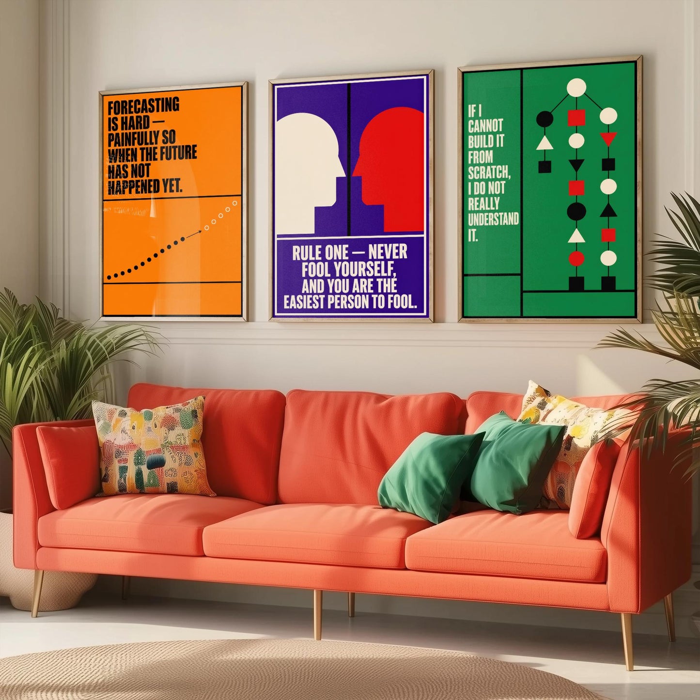 Machine Learning Quotes Set of Three Art Prints - 3 Retro Bauhaus AI Posters - Minimalist Tech Wall Art Illustration V2