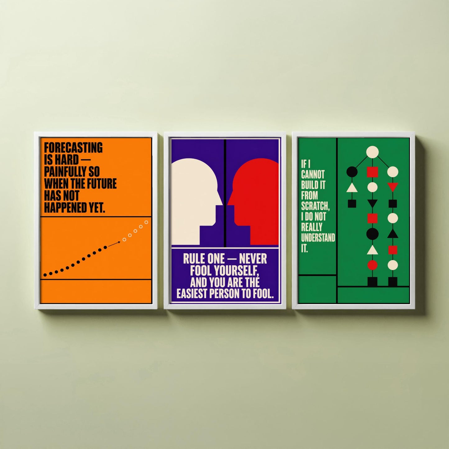 Machine Learning Quotes Set of Three Art Prints - 3 Retro Bauhaus AI Posters - Minimalist Tech Wall Art Illustration V2