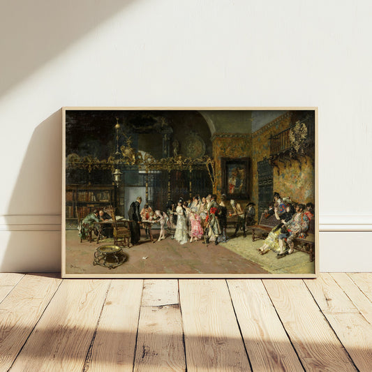 Maria Fortuny - The Spanish Wedding, La Vicaria (1870) - Classic Painting Art Print - Rococo Wedding Party Sacristy Poster