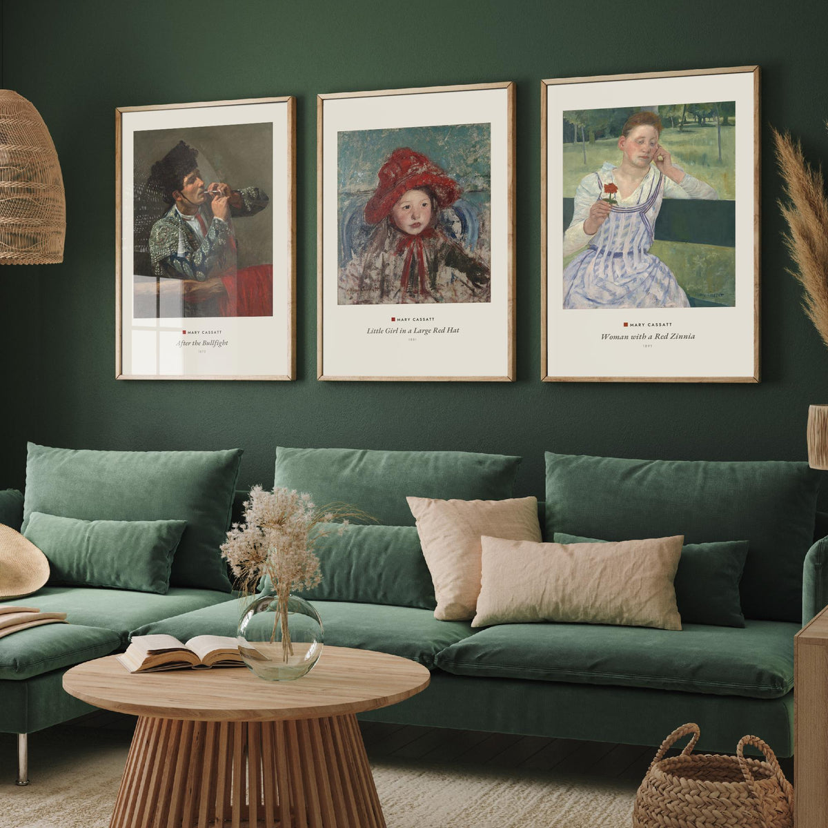 Set of Three Mary Cassatt Art Prints - 3 Impressionist Paintings - Poster Giclee - After the Bullfight, Girl Red Hat, Woman Red Zinnia
