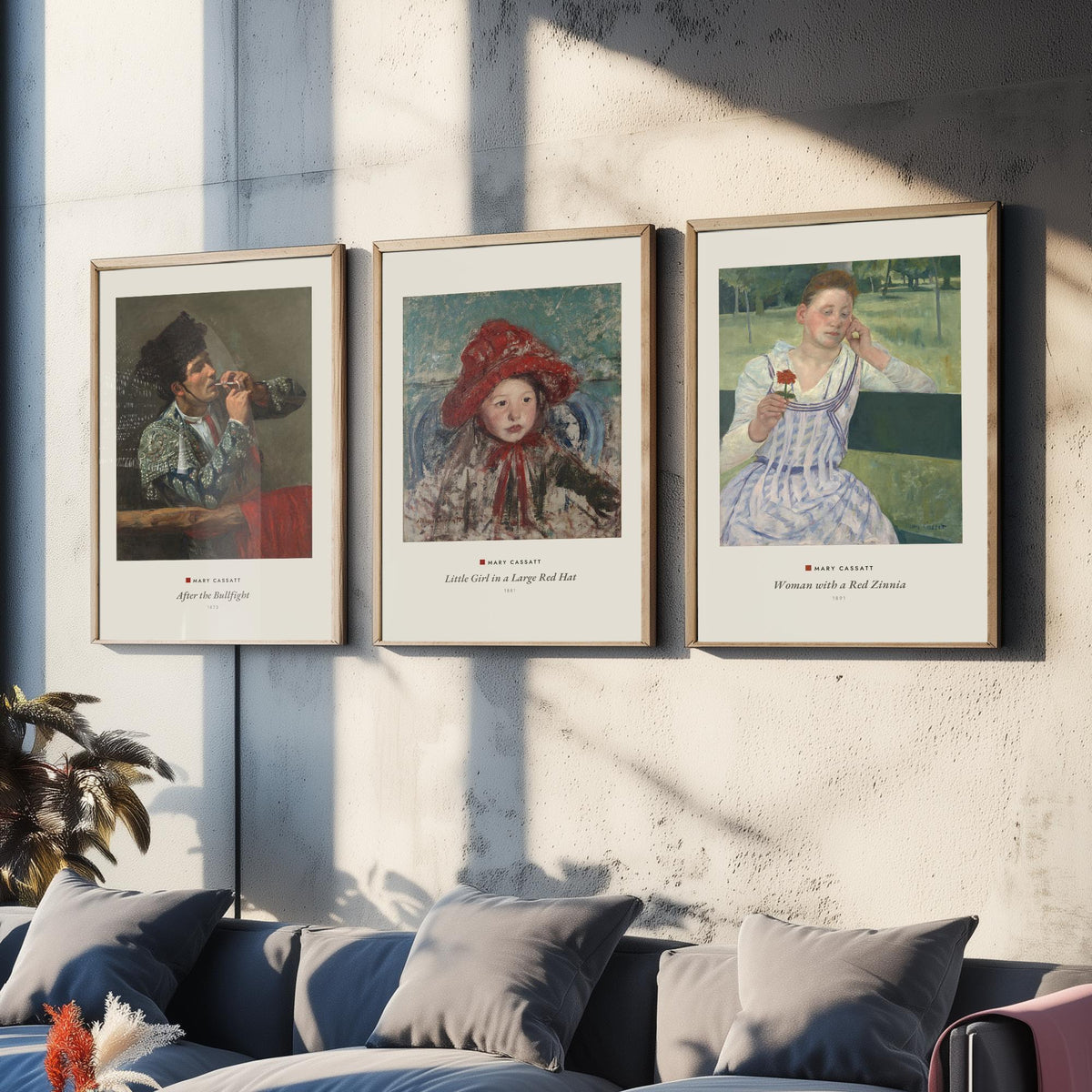 Set of Three Mary Cassatt Art Prints - 3 Impressionist Paintings - Poster Giclee - After the Bullfight, Girl Red Hat, Woman Red Zinnia