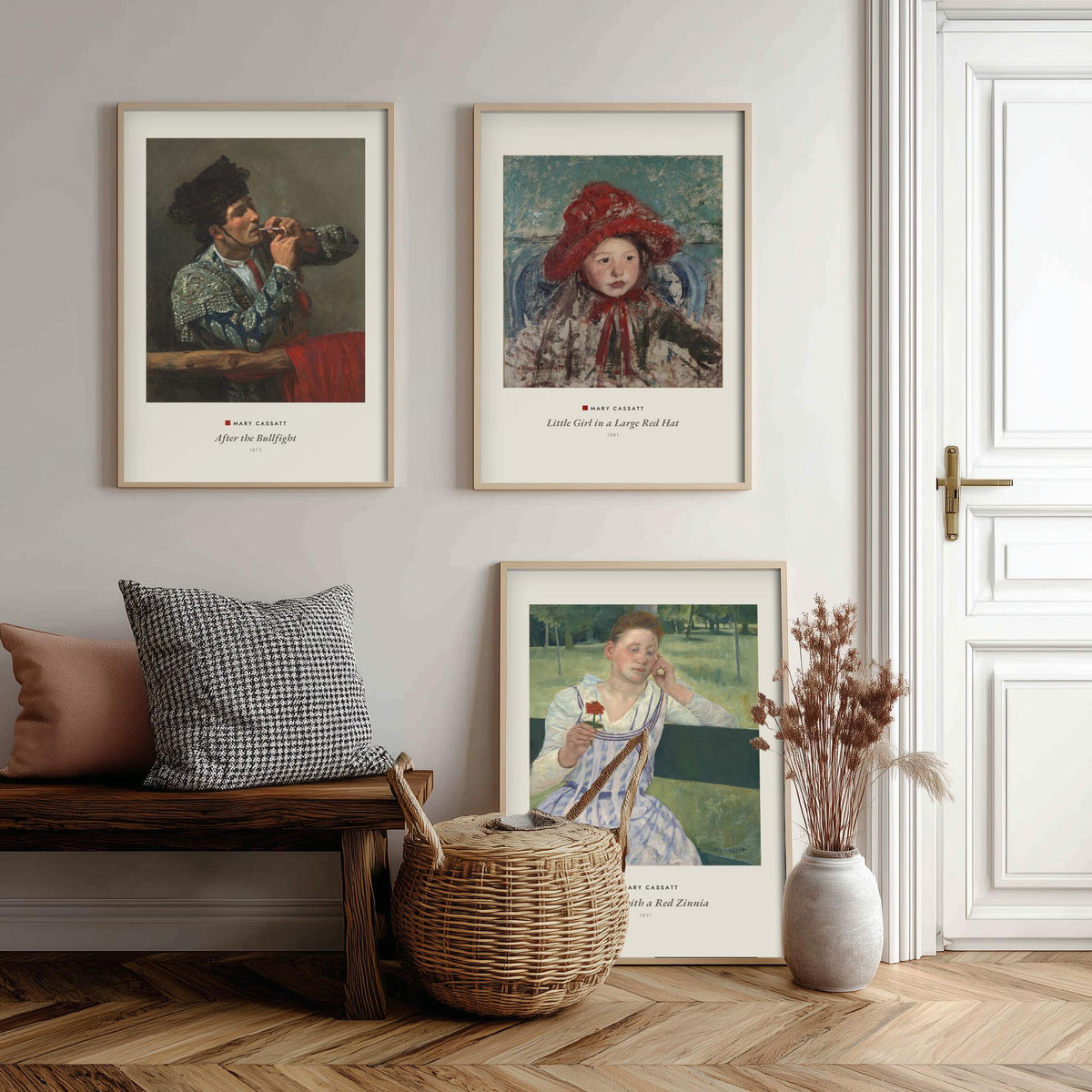 Set of Three Mary Cassatt Art Prints - 3 Impressionist Paintings - Poster Giclee - After the Bullfight, Girl Red Hat, Woman Red Zinnia