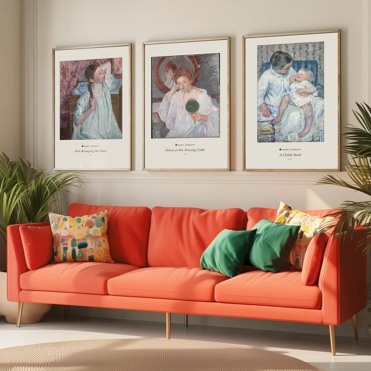 Set of Three Mary Cassatt Art Prints - 3 Woman Portrait Paintings - Poster Giclee - Girl Arranging Hair, Denise Dressing Table, Childs Bath