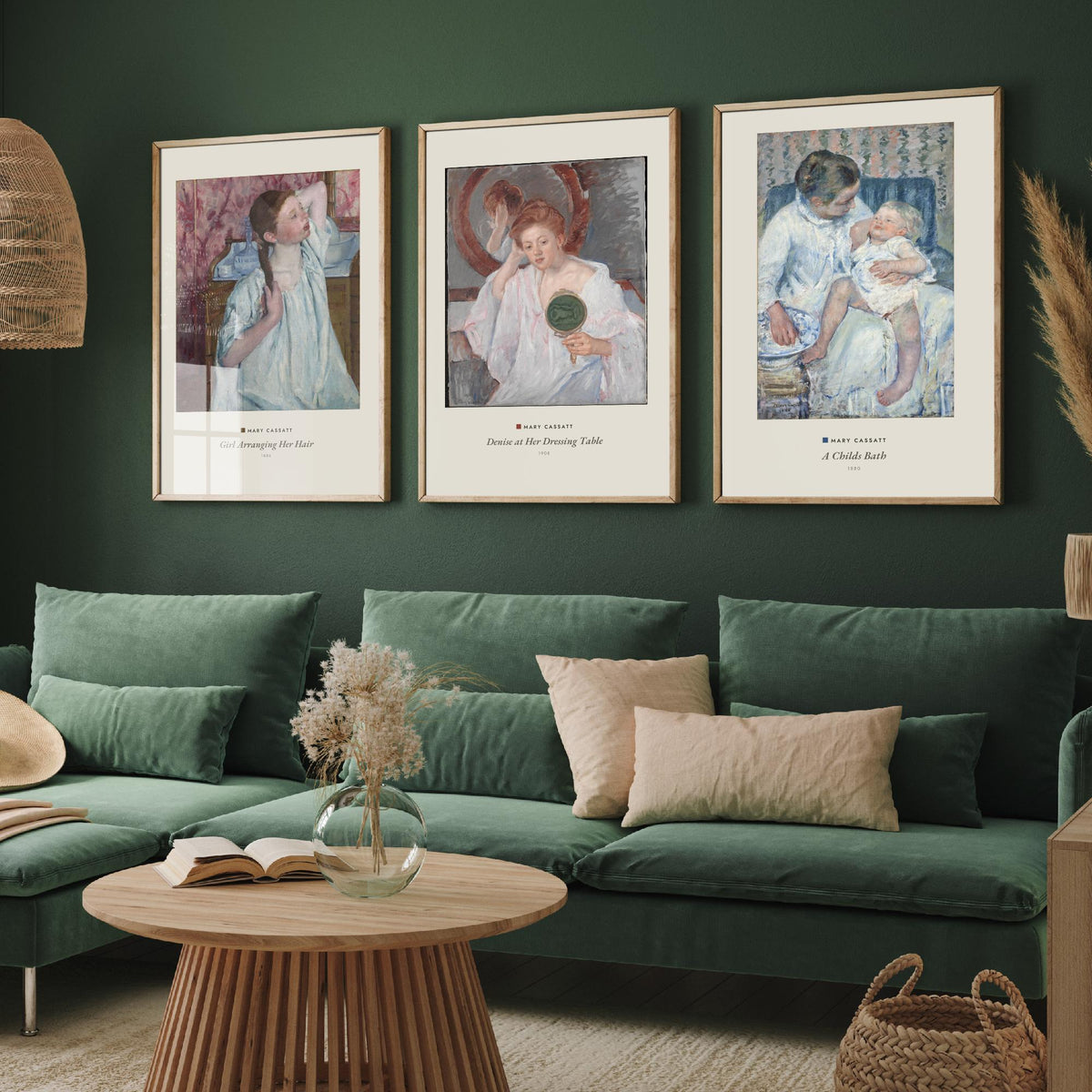 Set of Three Mary Cassatt Art Prints - 3 Woman Portrait Paintings - Poster Giclee - Girl Arranging Hair, Denise Dressing Table, Childs Bath
