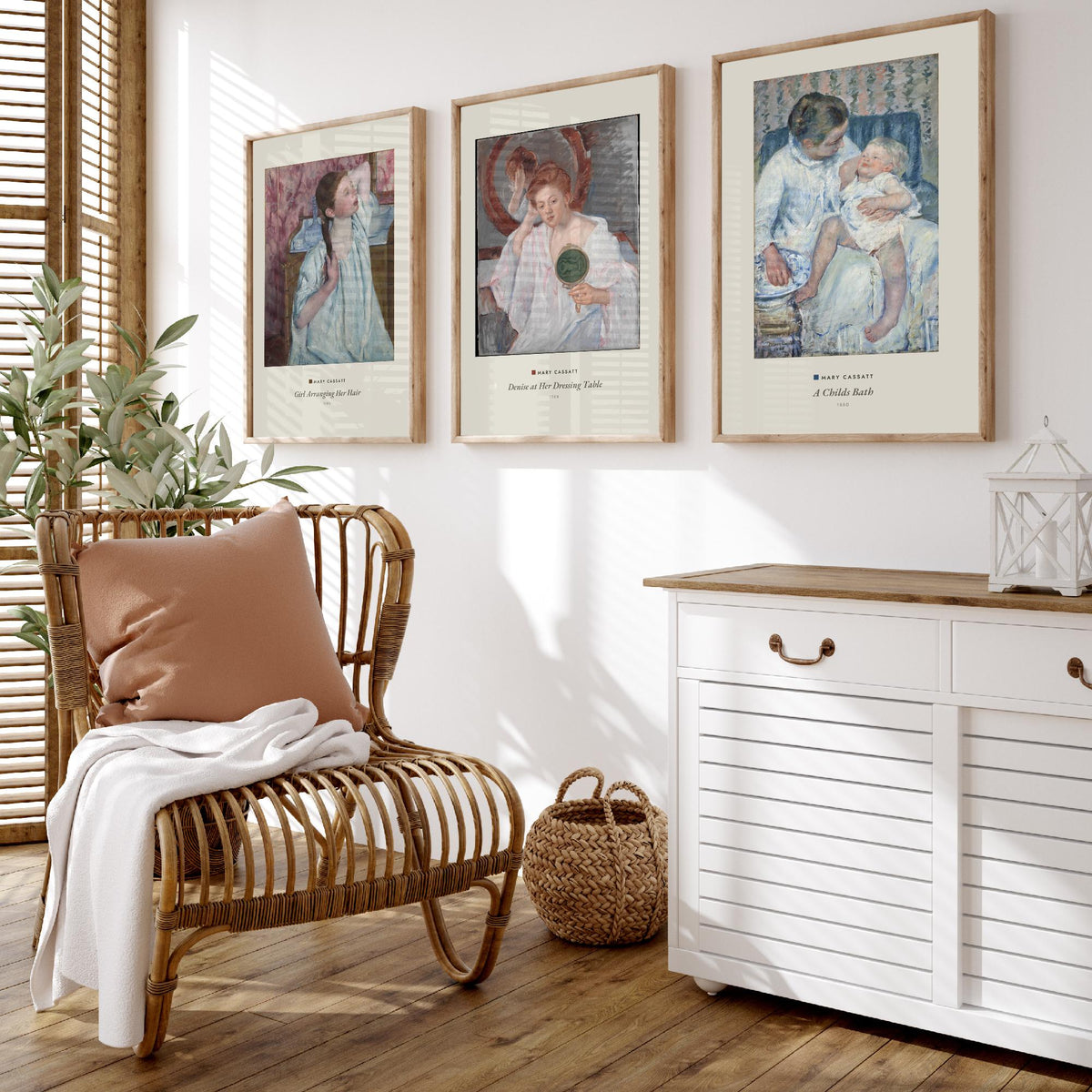 Set of Three Mary Cassatt Art Prints - 3 Woman Portrait Paintings - Poster Giclee - Girl Arranging Hair, Denise Dressing Table, Childs Bath