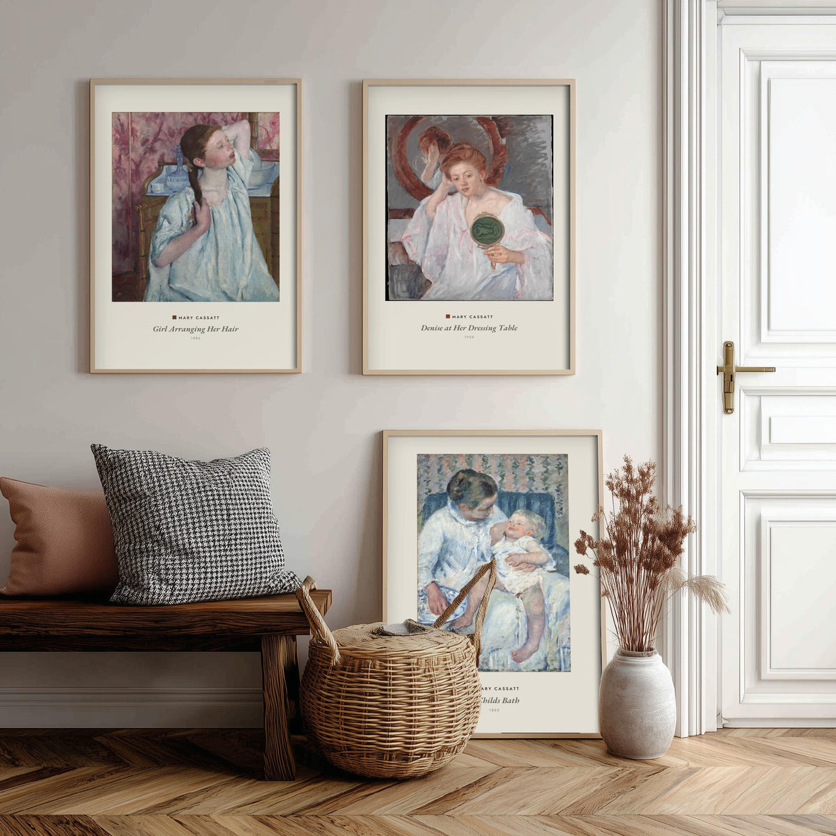 Set of Three Mary Cassatt Art Prints - 3 Woman Portrait Paintings - Poster Giclee - Girl Arranging Hair, Denise Dressing Table, Childs Bath