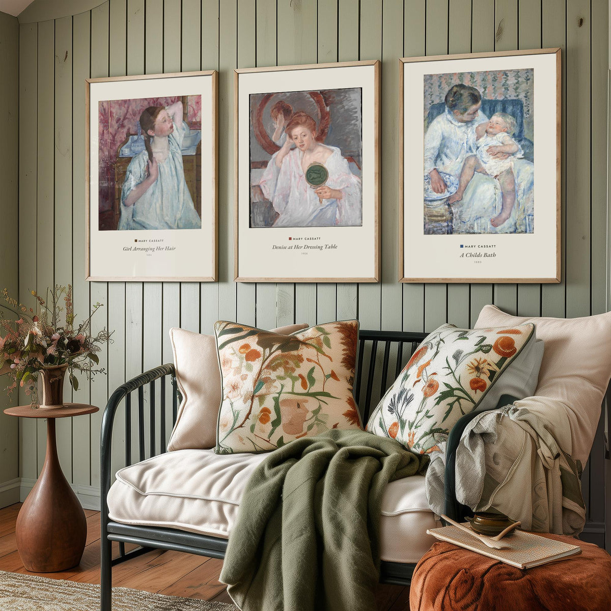 Set of Three Mary Cassatt Art Prints - 3 Woman Portrait Paintings - Poster Giclee - Girl Arranging Hair, Denise Dressing Table, Childs Bath