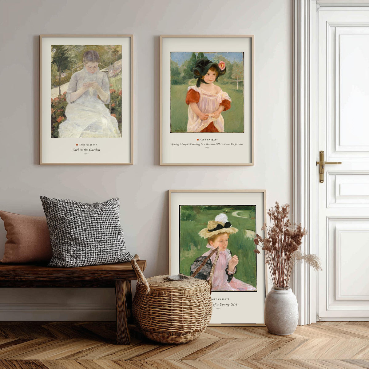 Set of Three Mary Cassatt Art Prints - 3 Garden Portrait Paintings - Poster Giclee - Girl in the Garden, Spring Margot, Young Girl Portrait