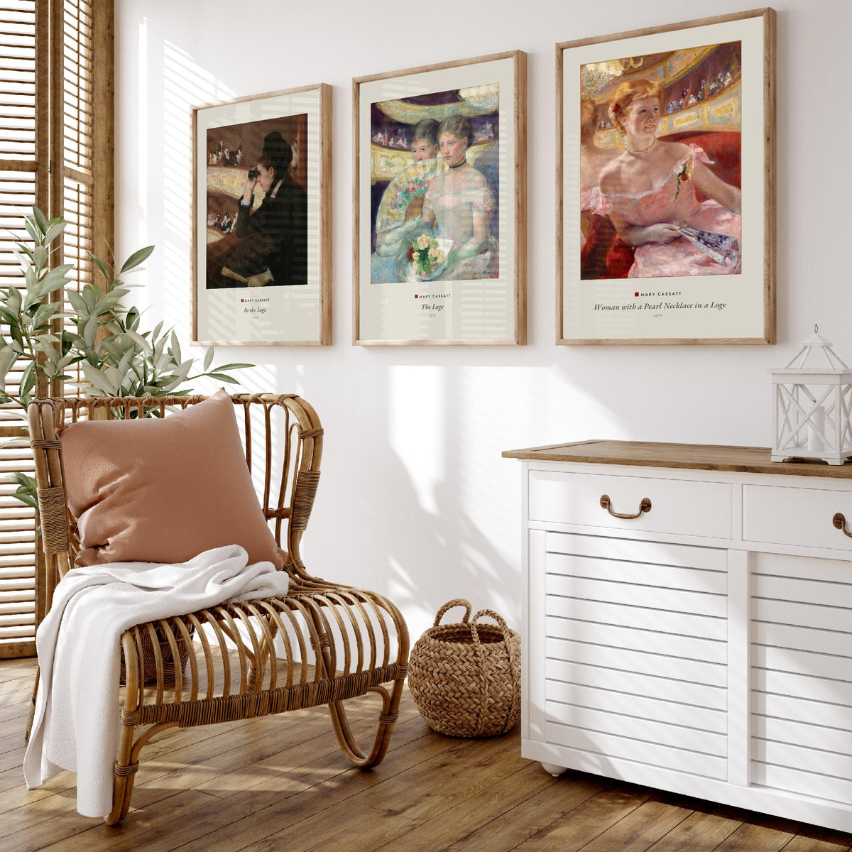 Set of Three Mary Cassatt Art Prints - 3 Opera Theatre Paintings - Poster Giclee Museum - In the Loge, The Loge, Woman with a Pearl Necklace