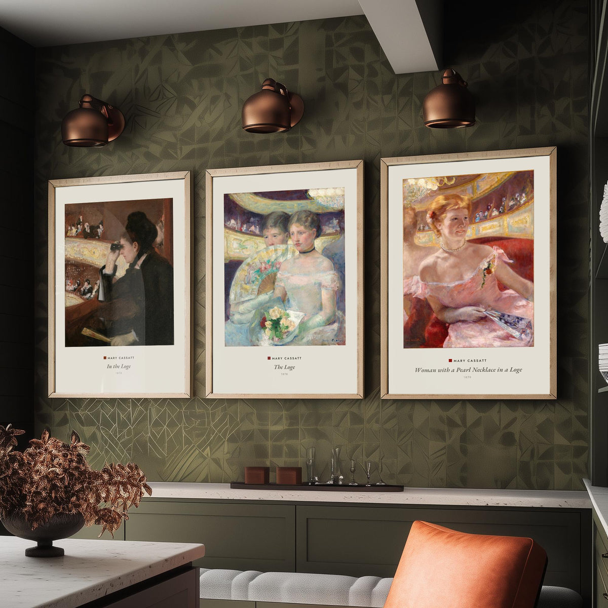 Set of Three Mary Cassatt Art Prints - 3 Opera Theatre Paintings - Poster Giclee Museum - In the Loge, The Loge, Woman with a Pearl Necklace