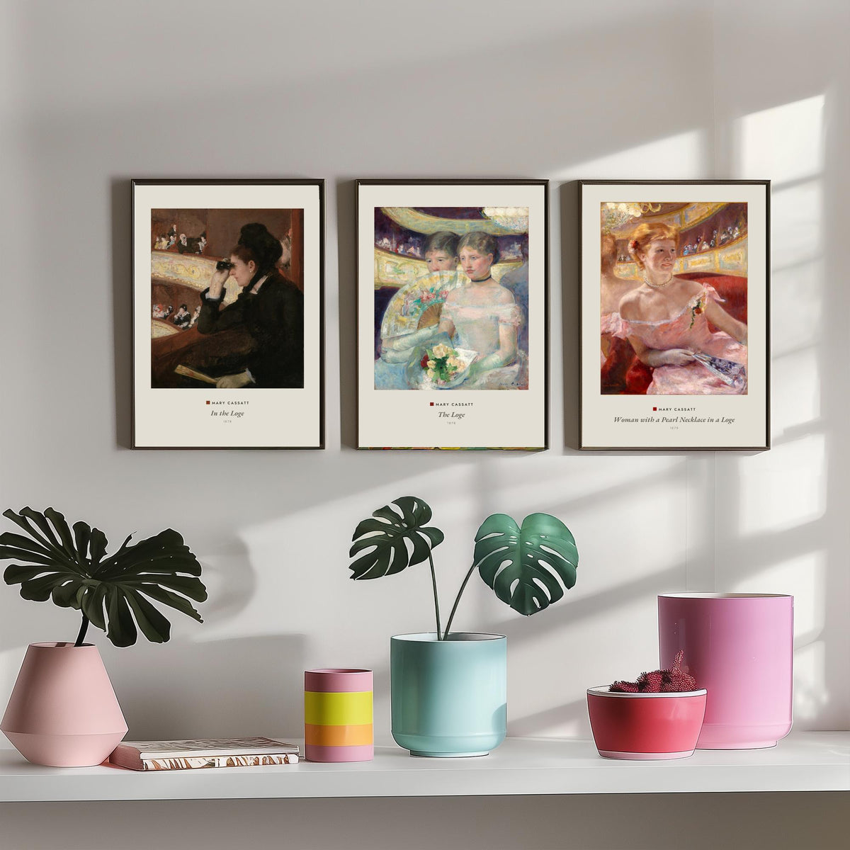 Set of Three Mary Cassatt Art Prints - 3 Opera Theatre Paintings - Poster Giclee Museum - In the Loge, The Loge, Woman with a Pearl Necklace