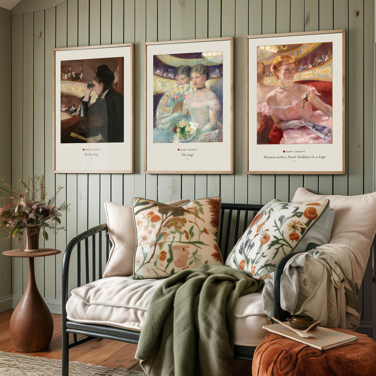 Set of Three Mary Cassatt Art Prints - 3 Opera Theatre Paintings - Poster Giclee Museum - In the Loge, The Loge, Woman with a Pearl Necklace