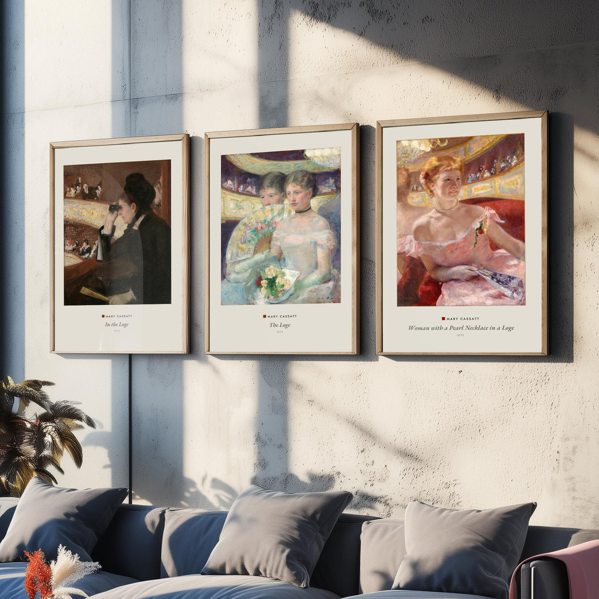 Set of Three Mary Cassatt Art Prints - 3 Opera Theatre Paintings - Poster Giclee Museum - In the Loge, The Loge, Woman with a Pearl Necklace