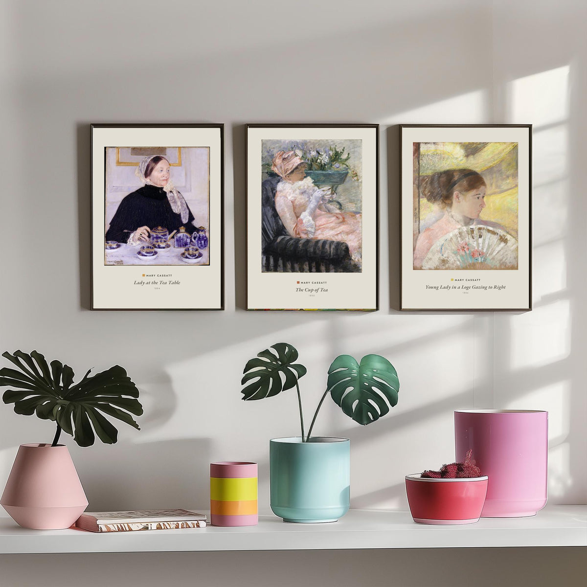 Set of Three Mary Cassatt Art Prints - 3 Elegant Lady Paintings - Poster - Lady at the Tea Table, The Cup of Tea, Young Lady in a Loge
