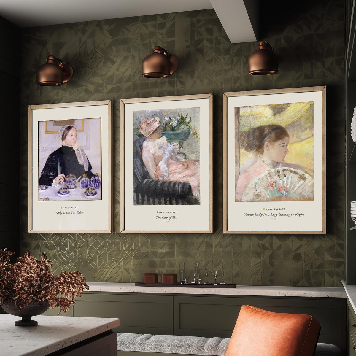 Set of Three Mary Cassatt Art Prints - 3 Elegant Lady Paintings - Poster - Lady at the Tea Table, The Cup of Tea, Young Lady in a Loge