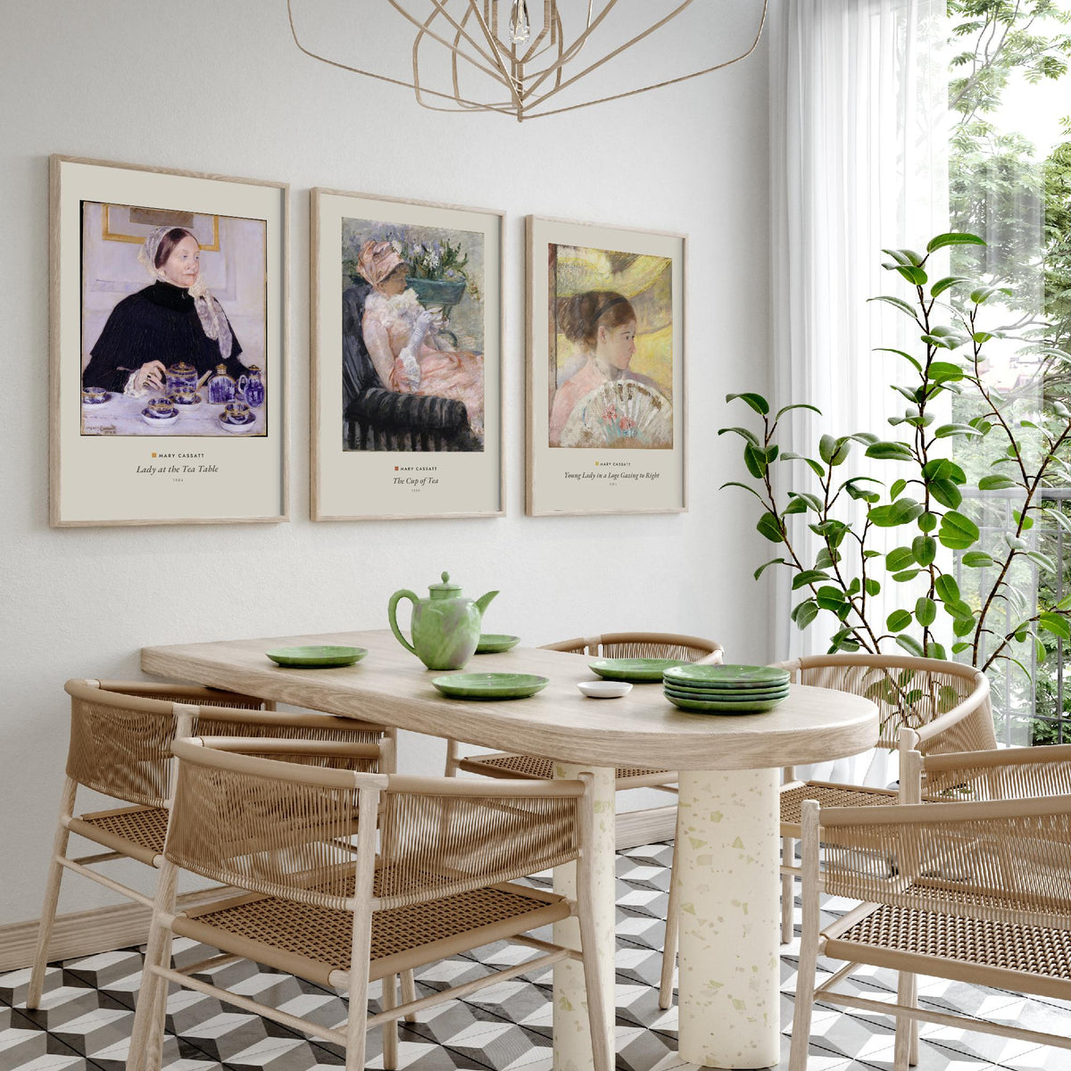 Set of Three Mary Cassatt Art Prints - 3 Elegant Lady Paintings - Poster - Lady at the Tea Table, The Cup of Tea, Young Lady in a Loge