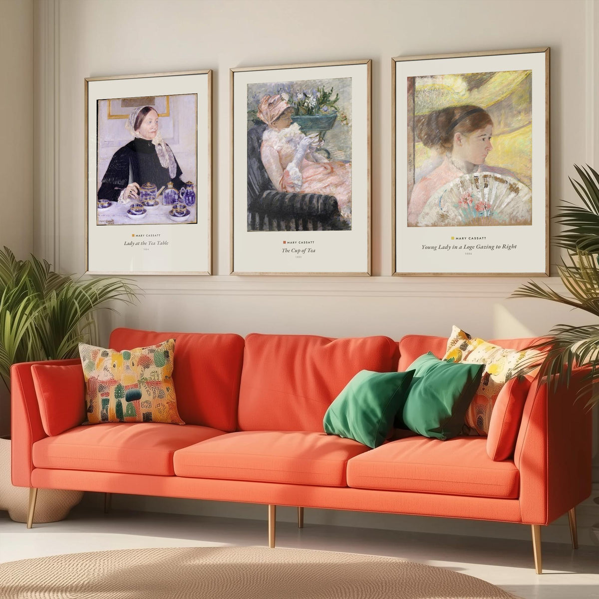Set of Three Mary Cassatt Art Prints - 3 Elegant Lady Paintings - Poster - Lady at the Tea Table, The Cup of Tea, Young Lady in a Loge