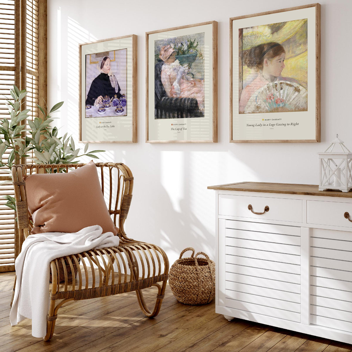 Set of Three Mary Cassatt Art Prints - 3 Elegant Lady Paintings - Poster - Lady at the Tea Table, The Cup of Tea, Young Lady in a Loge