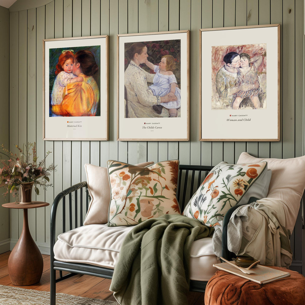 Set of Three Mary Cassatt Art Prints - 3 Mother and Child Paintings - Poster Giclee Museum - Maternal Kiss The Childs Caress Woman and Child