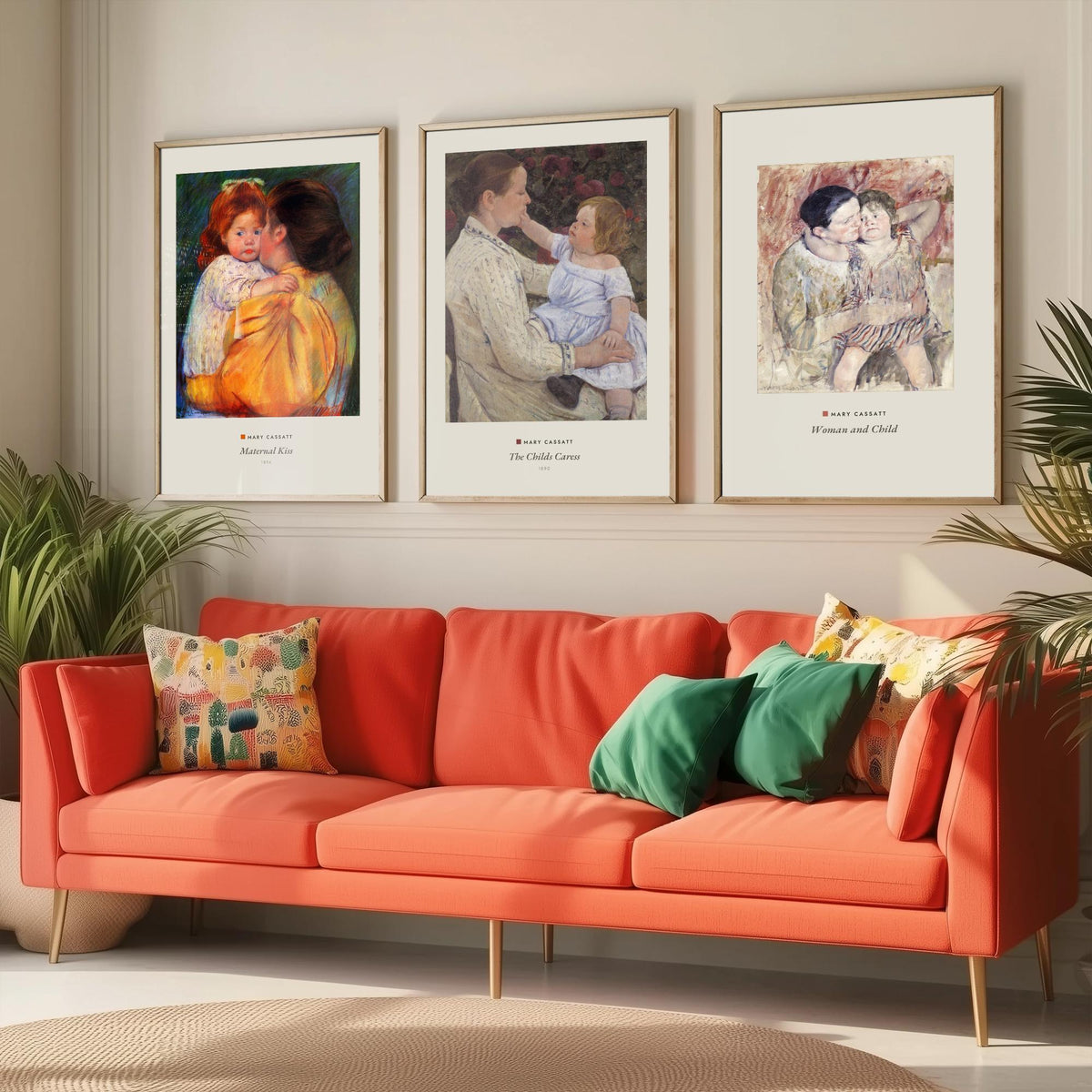 Set of Three Mary Cassatt Art Prints - 3 Mother and Child Paintings - Poster Giclee Museum - Maternal Kiss The Childs Caress Woman and Child