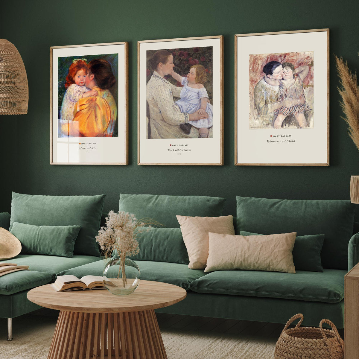 Set of Three Mary Cassatt Art Prints - 3 Mother and Child Paintings - Poster Giclee Museum - Maternal Kiss The Childs Caress Woman and Child